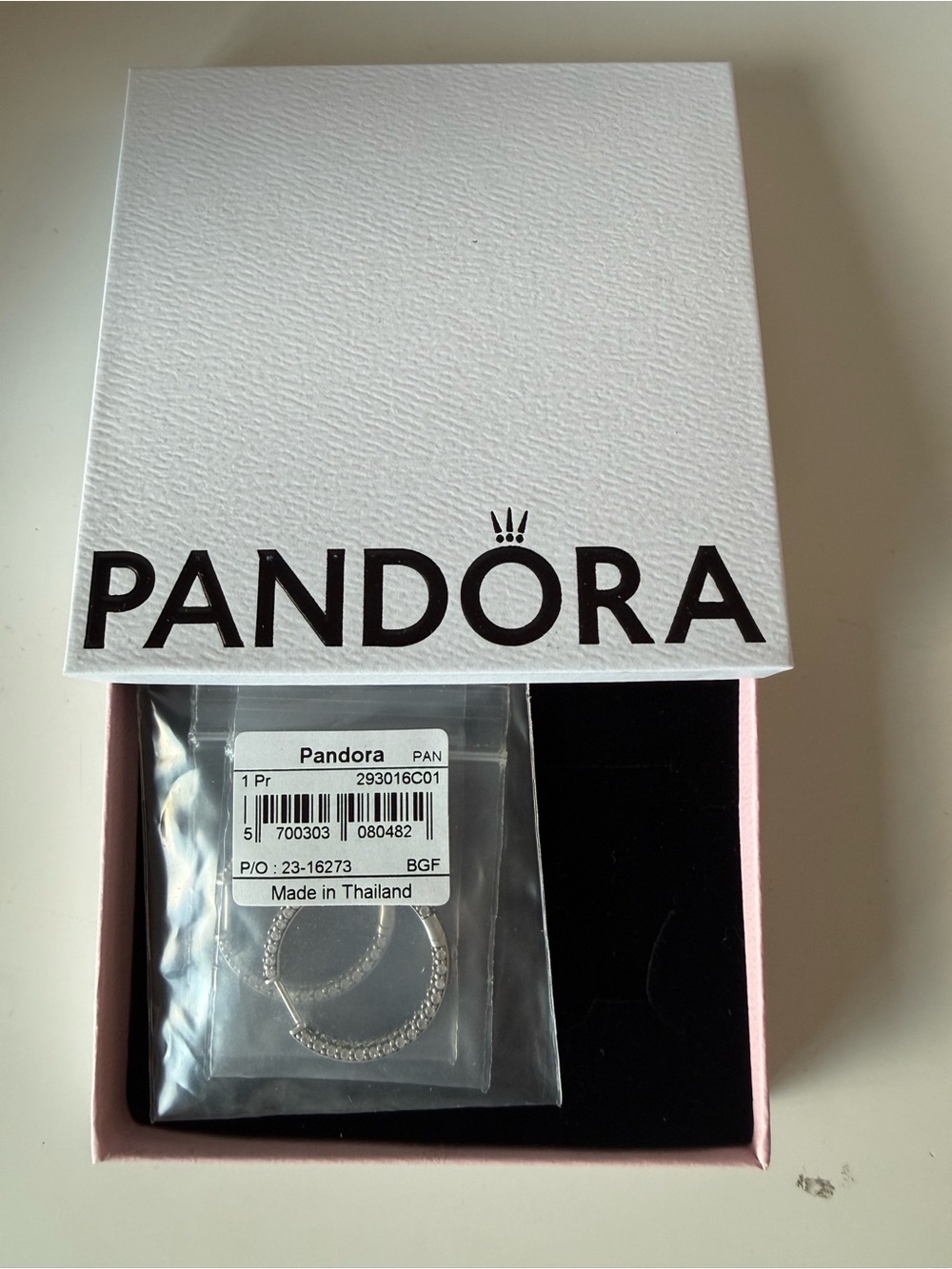 NIB Pandora Timeless Pavé Single-row Hoop Earrings